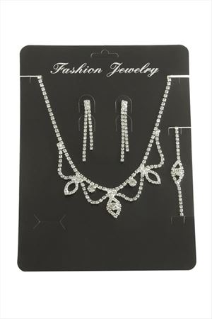 Oval Taşlı Set Kolye - Gümüş Rengi