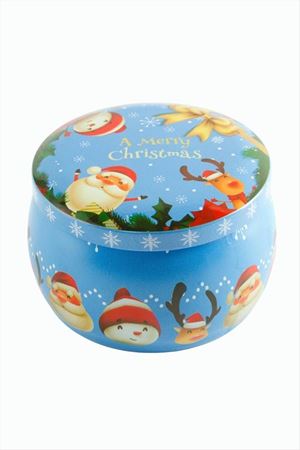 Geyik Noel Baba Yılbaşı Kapaklı Mum 8 cm - Açık Mavi