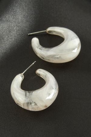 Oval Plastik Küpe - Gri