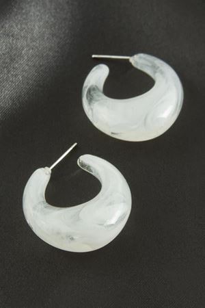 Oval Plastik Küpe - Beyaz