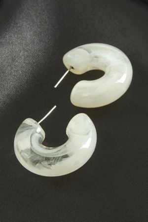 Yuvarlak Plastik Küpe - Beyaz