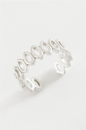 Oval Zincir Desenli Metal Yüzük - Sarı