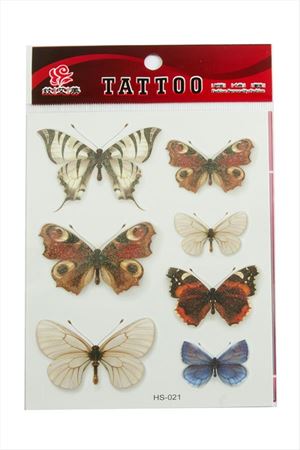 Kelebek Tattoo Dövme Sticker - Beyaz