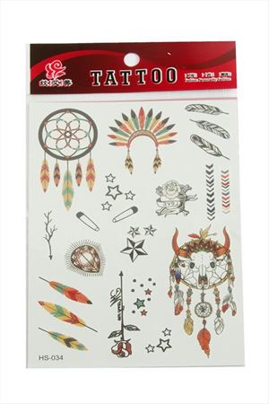 Kızılderili Tattoo Dövme Sticker - Beyaz