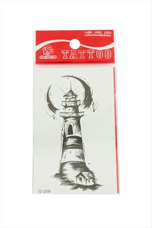 Deniz Feneri Tattoo Dövme Sticker - Siyah