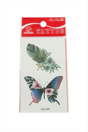 Kelebek Yaprak Tattoo Dövme Sticker - Beyaz