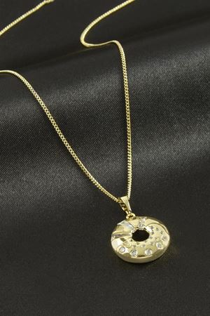 Xuping Simit Zirkon Taşlı Lüks Çelik Kolye - Sarı