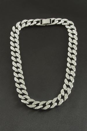 Chain Zirkon Taşlı Lüks Çelik Kolye - Gümüş Rengi