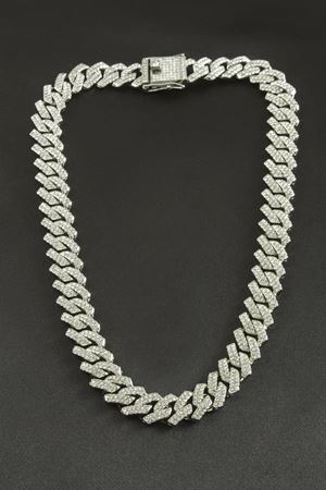 Chain Zikzak Zirkon Taşlı Lüks Çelik Kolye - Sarı