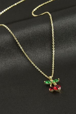 Xuping Kiraz Zirkon Taşlı Lüks Çelik Kolye - Sarı