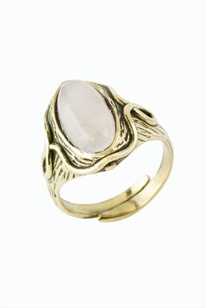 Oval Doğaltaşlı Otantik Yüzük - Pembe Kuvars
