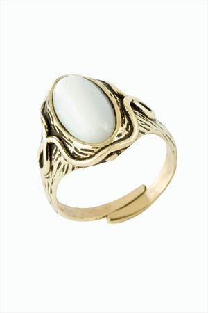 Oval Doğaltaşlı Otantik Yüzük - Sedef