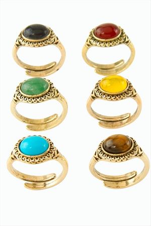 Oval Doğaltaşlı Otantik Yüzük - Sedef