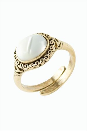 Oval Doğaltaşlı Otantik Yüzük - Sedef