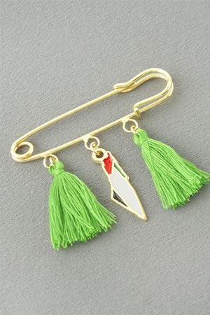 Filistin Püsküllü Broş - Sarı
