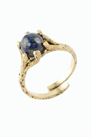 Yuvarlak Doğaltaşlı Otantik Yüzük - Lapis