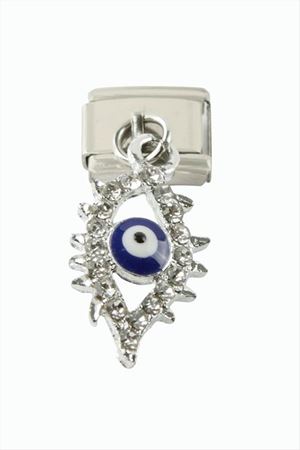 Göz Zirkon Taşlı Sallatılı Çelik Charm - Gümüş Rengi
