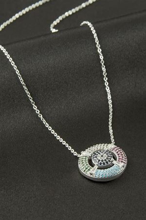 Dümen Zirkon Taşlı Kolye - Gümüş Rengi