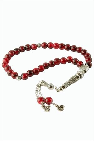 Cam Taş Tesbih 8 mm - Bordo