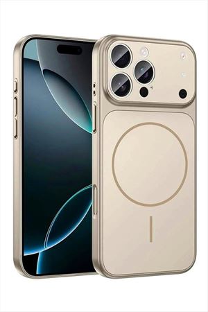 İphone 13 Pro Max Uyumlu 17 Pro Max Görünümlü Magsaff Kapak Kılıf - Bej