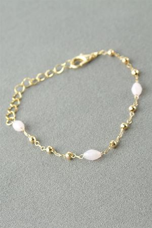 Oval Kristal Taşlı Bileklik - Açık Mavi