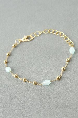 Oval Kristal Taşlı Bileklik - Açık Mavi