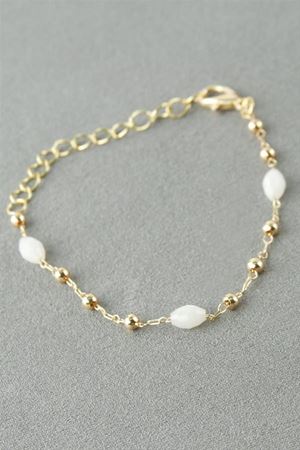 Oval Kristal Taşlı Bileklik - Beyaz