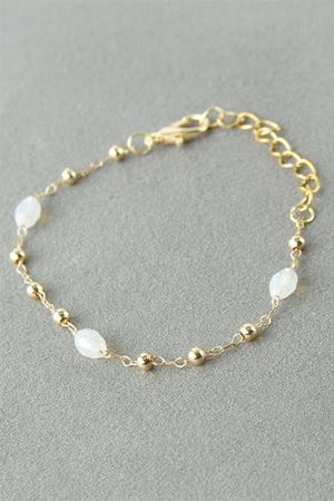 Oval Kristal Taşlı Bileklik - Açık Mavi-1