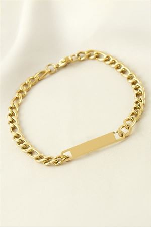 Künye Çelik Bileklik (İsim Yazılabilir) 3 cm - Sarı