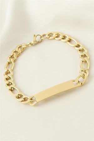 Künye Çelik Bileklik (İsim Yazılabilir) 4 cm - Sarı