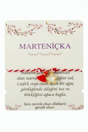 Yıldız Püskül Marteniçka İp Bileklik - Kırmızı