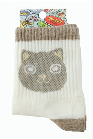 Kedi Kolej Çorap 8*28 - Krem