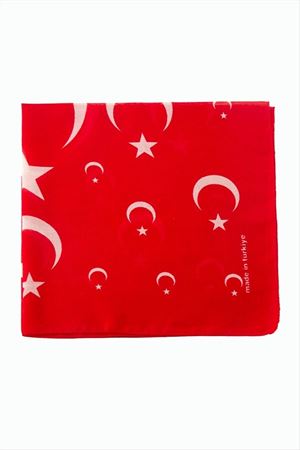 Ay Yıldız Desenli Bandana 50*50 - Kırmızı