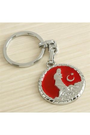 Ay Yıldız Kemal Atatürk Metal Anahtarlık - Siyah
