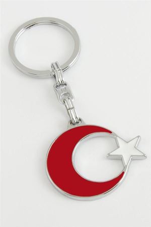 Ay Yıldız Metal Anahtarlık - Kırmızı