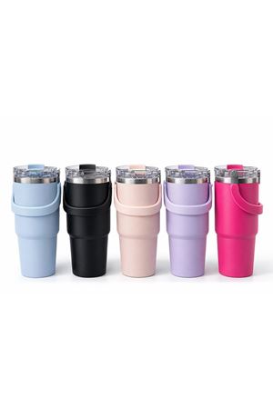 Renkli 900 ml Taşıma Kulplu Paslanmaz Çelik Termos Mug Bardak