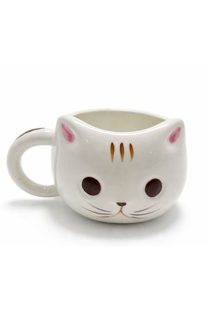 3D Kedi Tasarımlı Kabartmalı Seramik Kupa Bardak