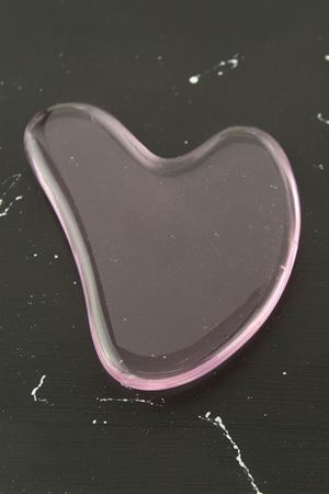 Cam Taş Kalp Yüz Masaj Aleti - Açık Pembe