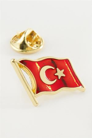 Türk Bayrağı Yaka Rozet - Sarı