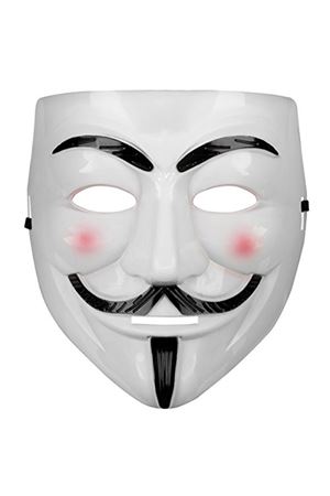 Beyaz Pembe Yanaklı V For Vendetta Maskesi