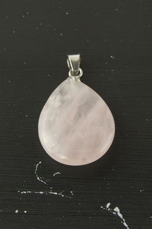 Kuvars Oval Doğaltaş Kolye Ucu 1 Adet - Açık Pembe