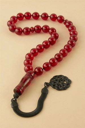 10 mm Orjinal Sıkma Kehribar Tesbih - Bordo