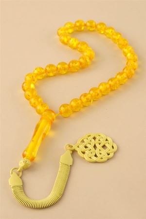 8 mm Orjinal Sıkma Kehribar Tesbih - Sarı