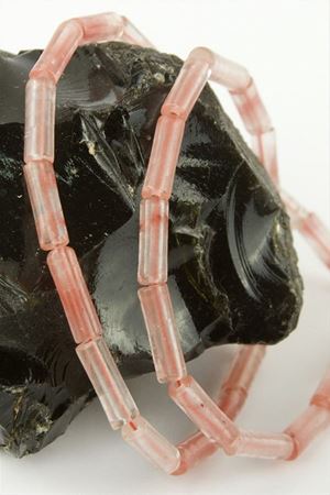 1,4 cm Boru Çilek Kuvars Taşı - Açık Pembe