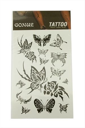 Kelebek Tattoo Dövme Sticker - Beyaz