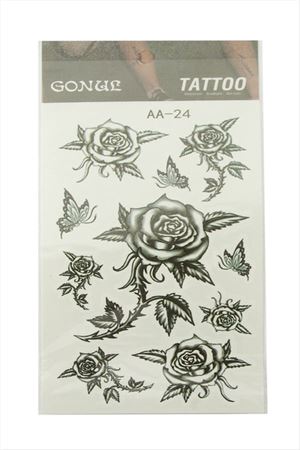 Gül Tattoo Dövme Sticker - Siyah