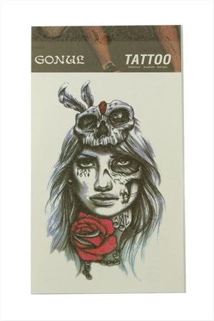 Gül Kuru Kafa Tattoo Dövme Sticker - Beyaz