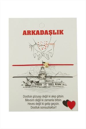 Yıldız Arkadaşlık İp Bileklik 2 Adet - Kırmızı