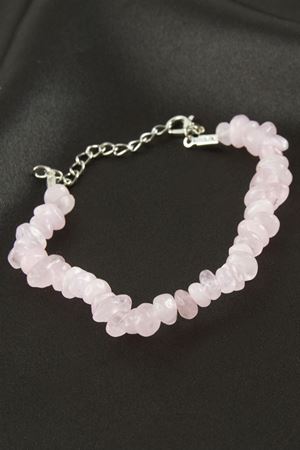 Pembe Kuvars Kırık Doğaltaş Bileklik - Pembe