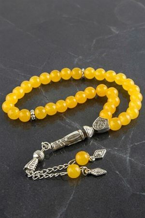 Cam Taş Tesbih 8 mm - Sarı